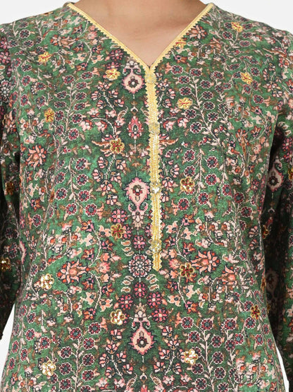 2 Piece Satin Suit- Embroidered (Pret)