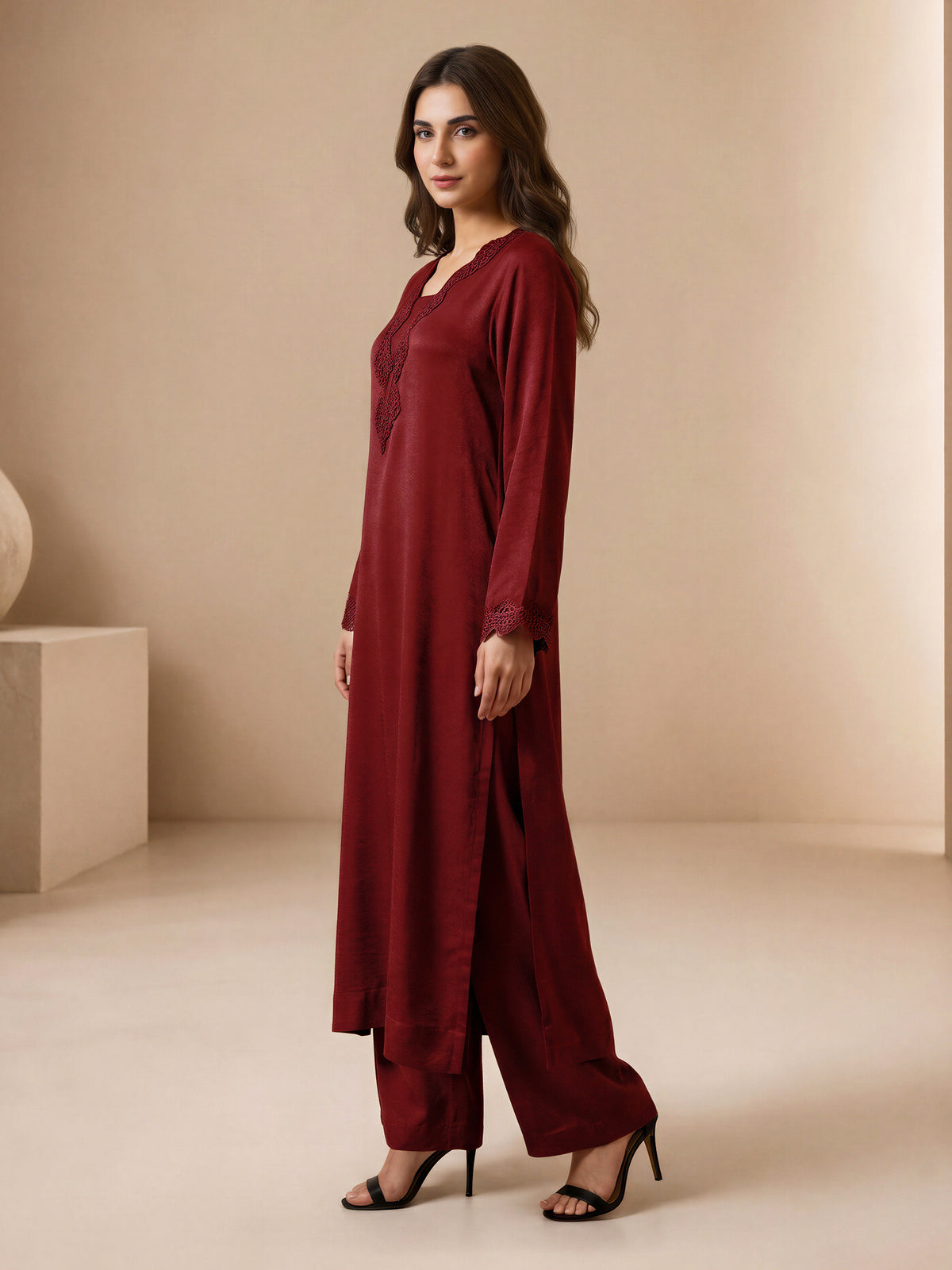 2 Piece Silk Suit- Embroidered (Pret)