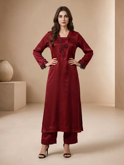 2 Piece Silk Suit- Embroidered (Pret)
