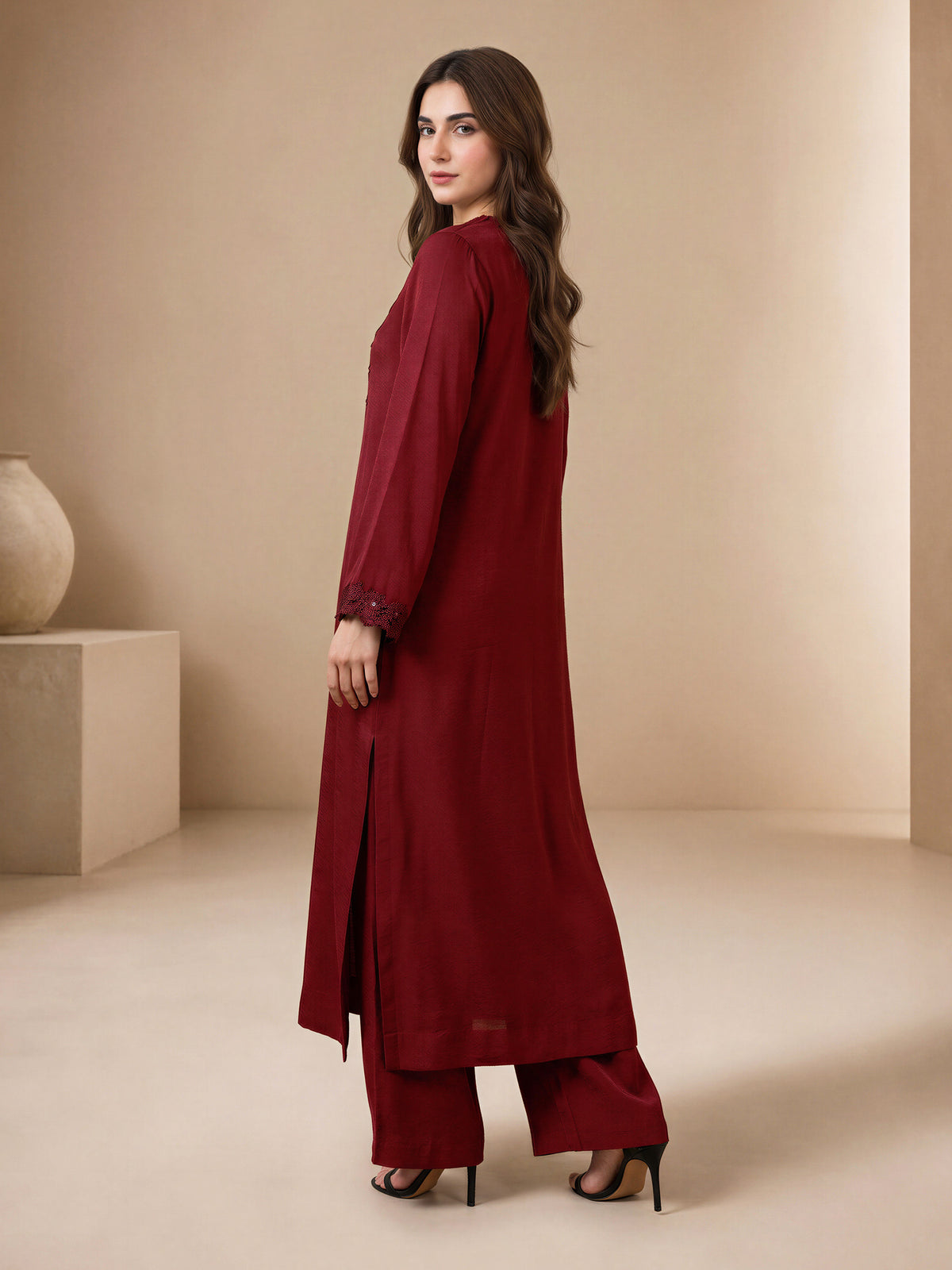 2 Piece Silk Suit- Embroidered (Pret)