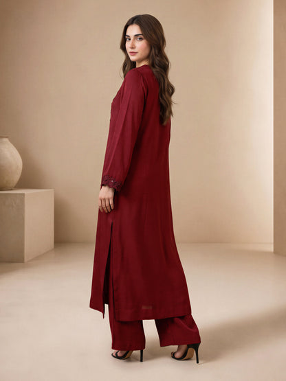 2 Piece Silk Suit- Embroidered (Pret)