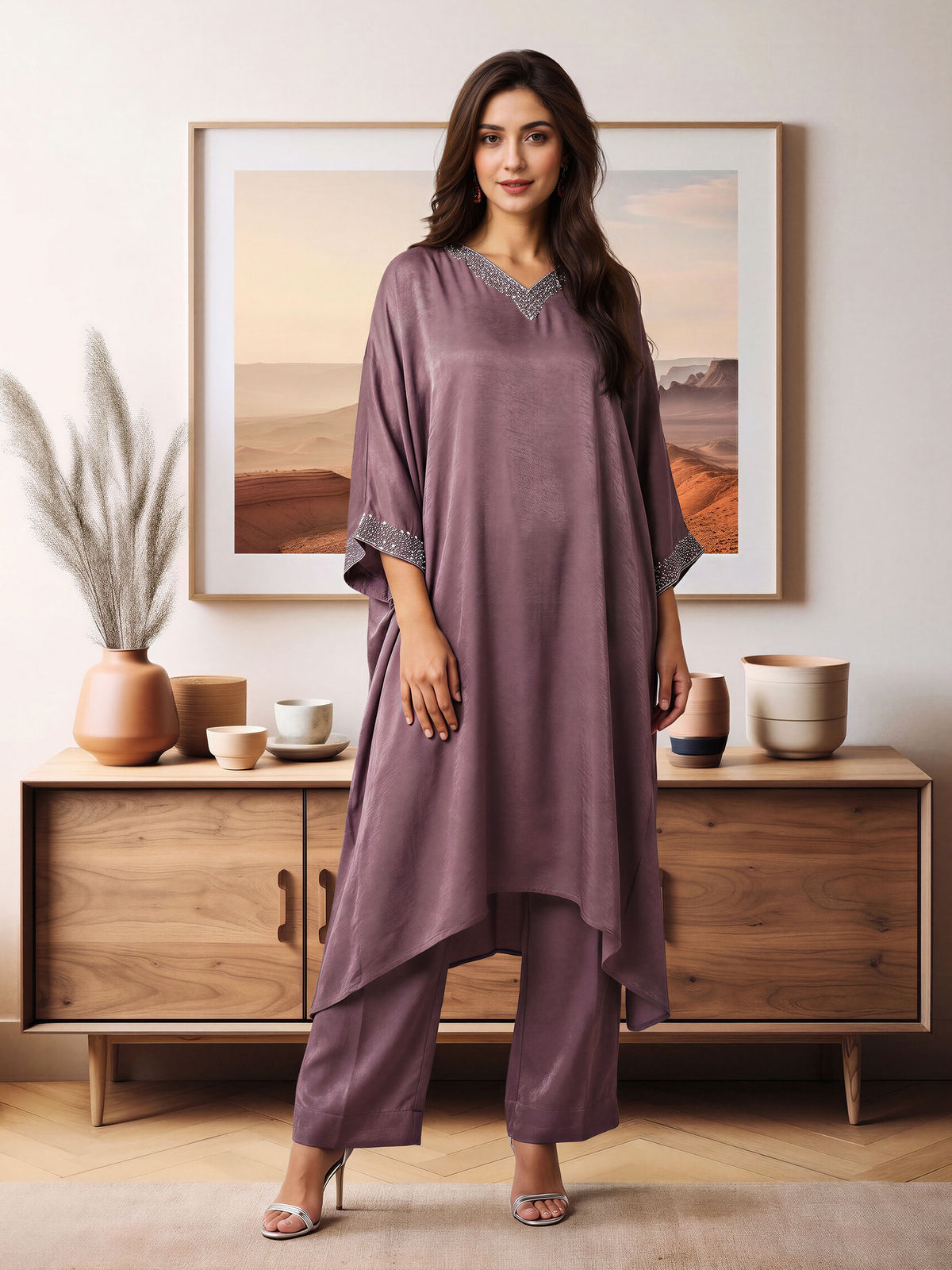 2 Piece Silk Suit- Embellished (Pret)