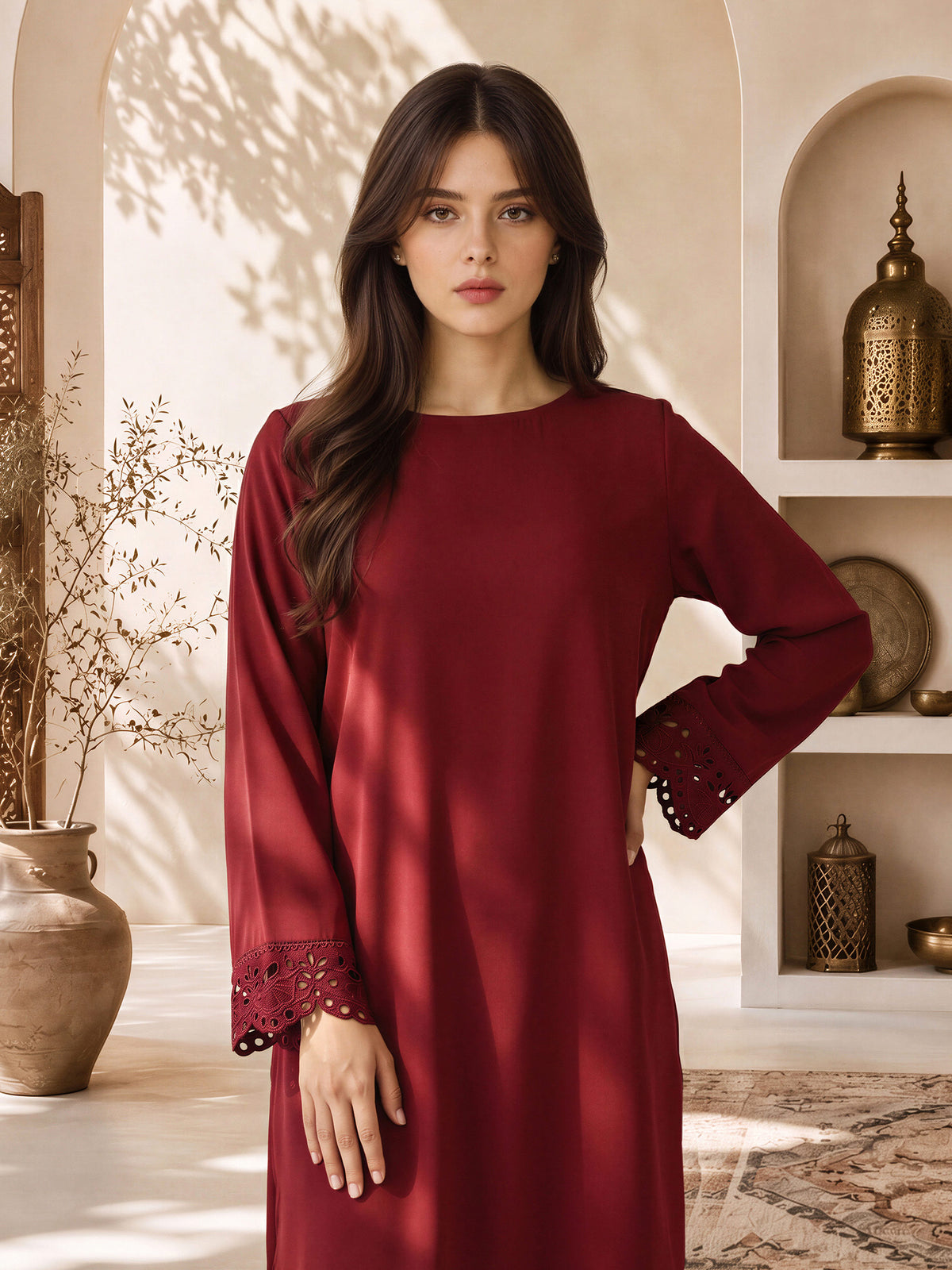 2 Piece Silk Drop Corner Suit- Embroidered (Pret)
