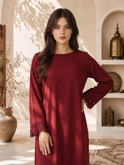 2 Piece Silk Drop Corner Suit- Embroidered (Pret)