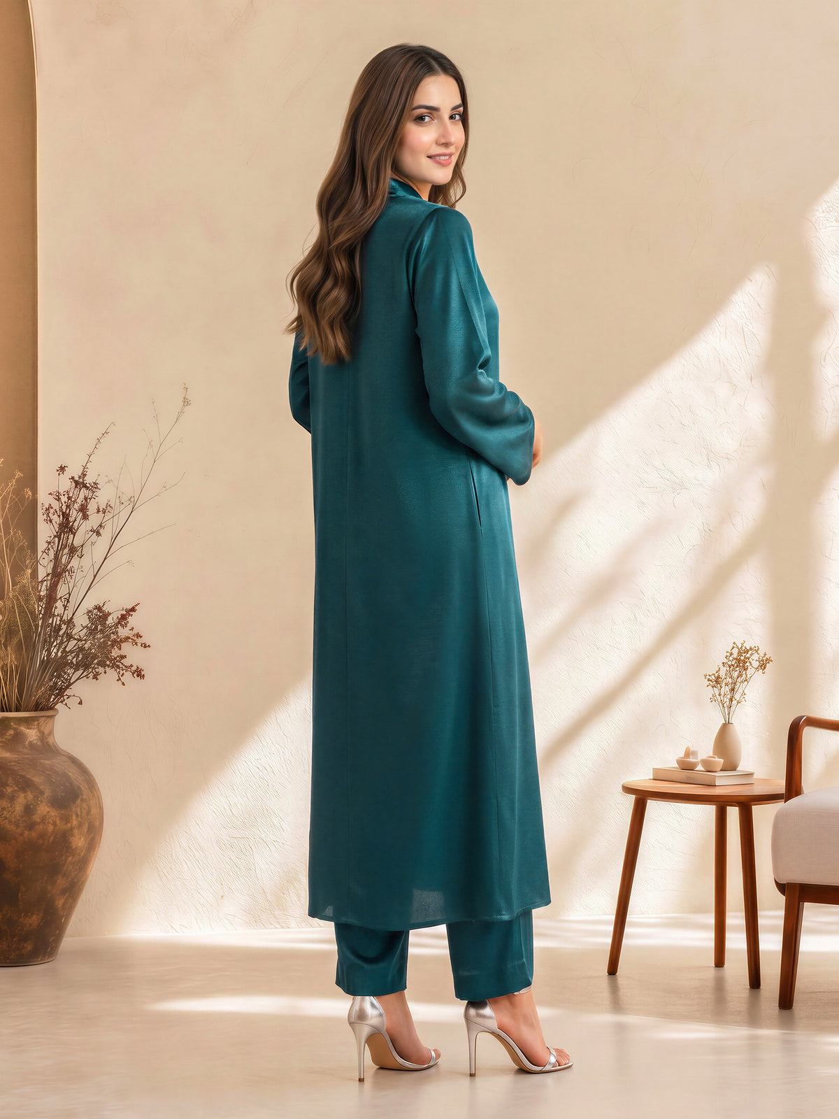 2 Piece Silk Suit- Embellished (Pret)