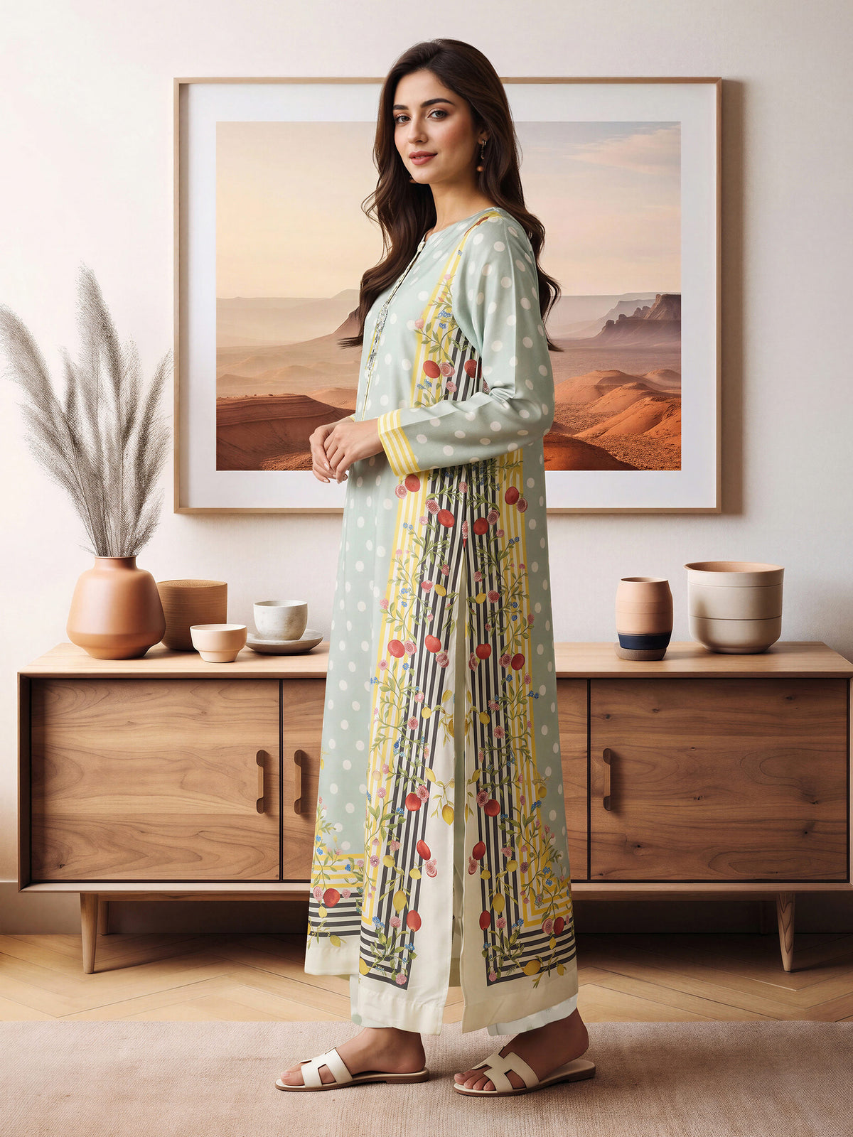 2 Piece Silk Suit- Embellished (Pret)