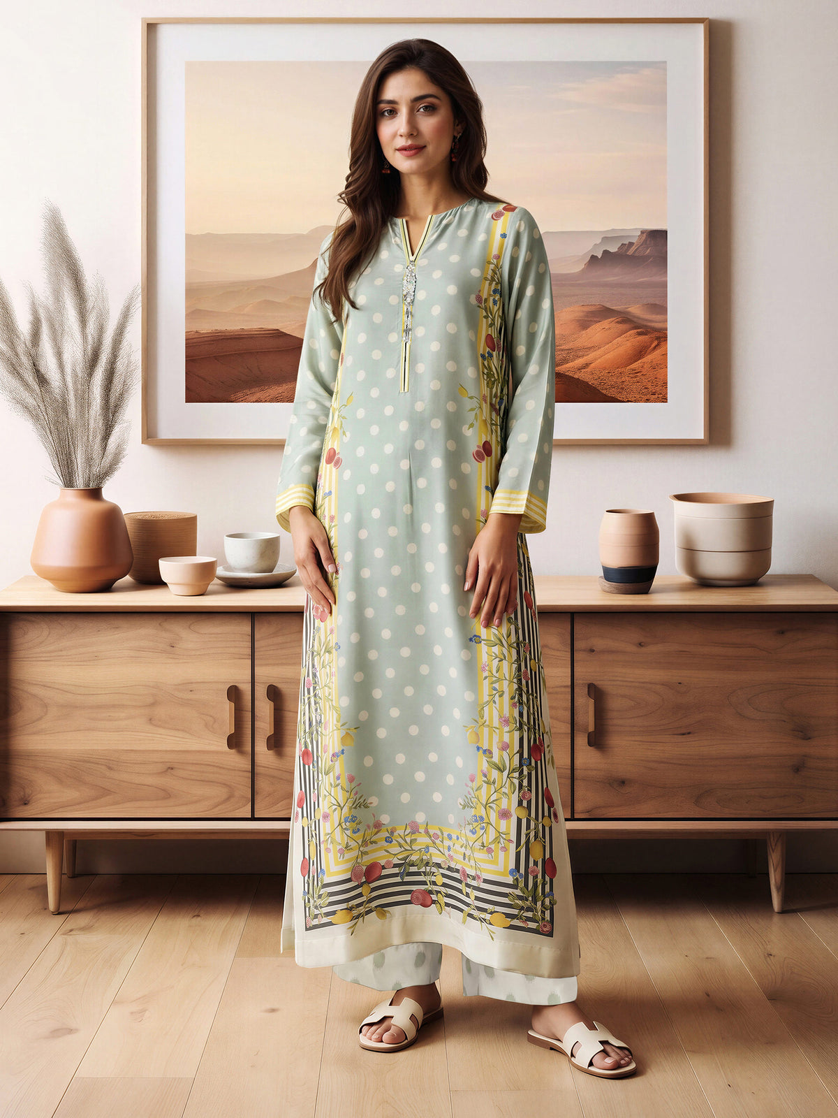 2 Piece Silk Suit- Embellished (Pret)