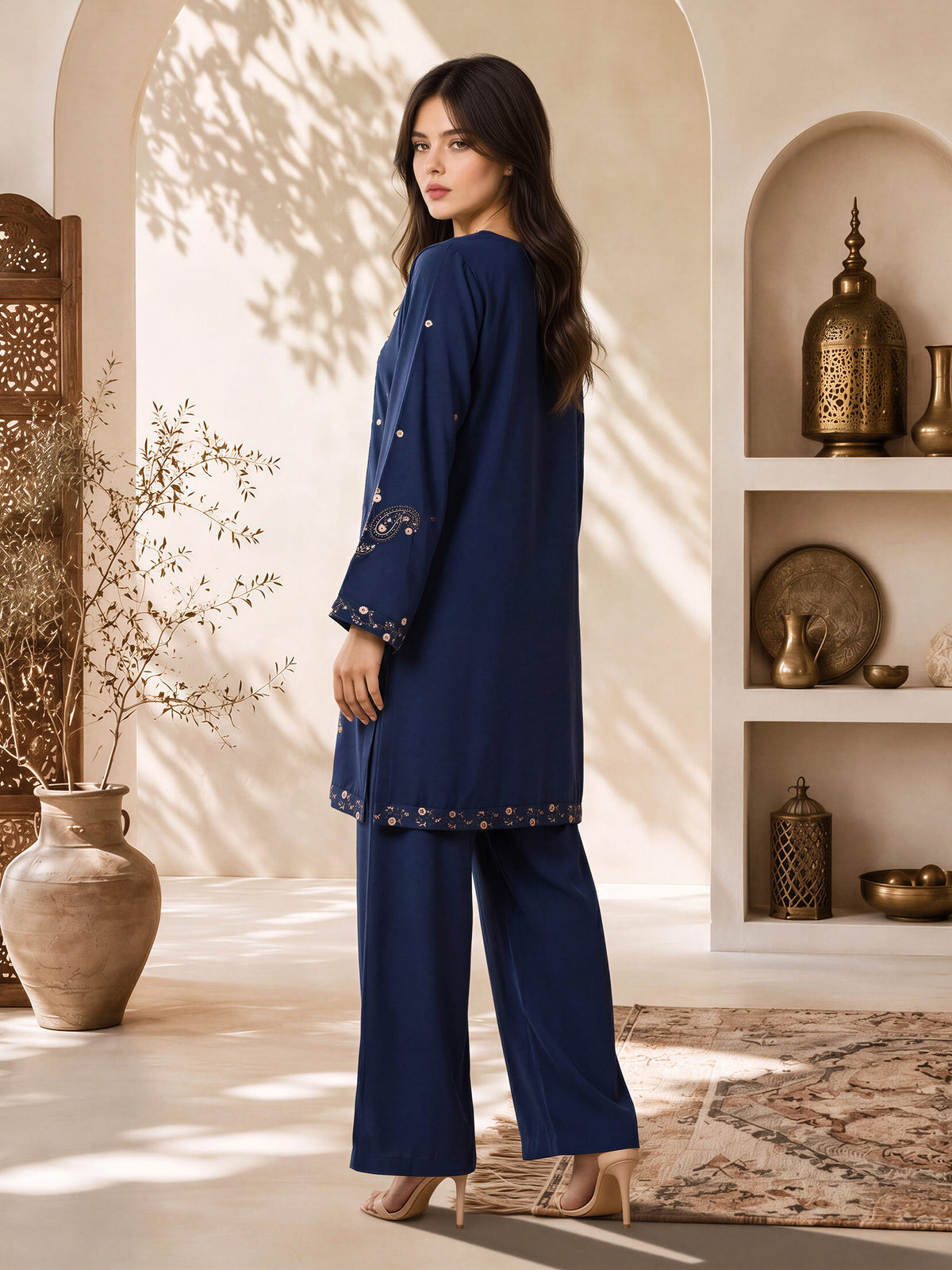 Grip Texture Co-ord Set- Embroidered