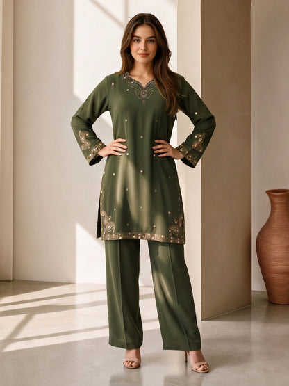 Grip Texture Co-ord Set- Embroidered