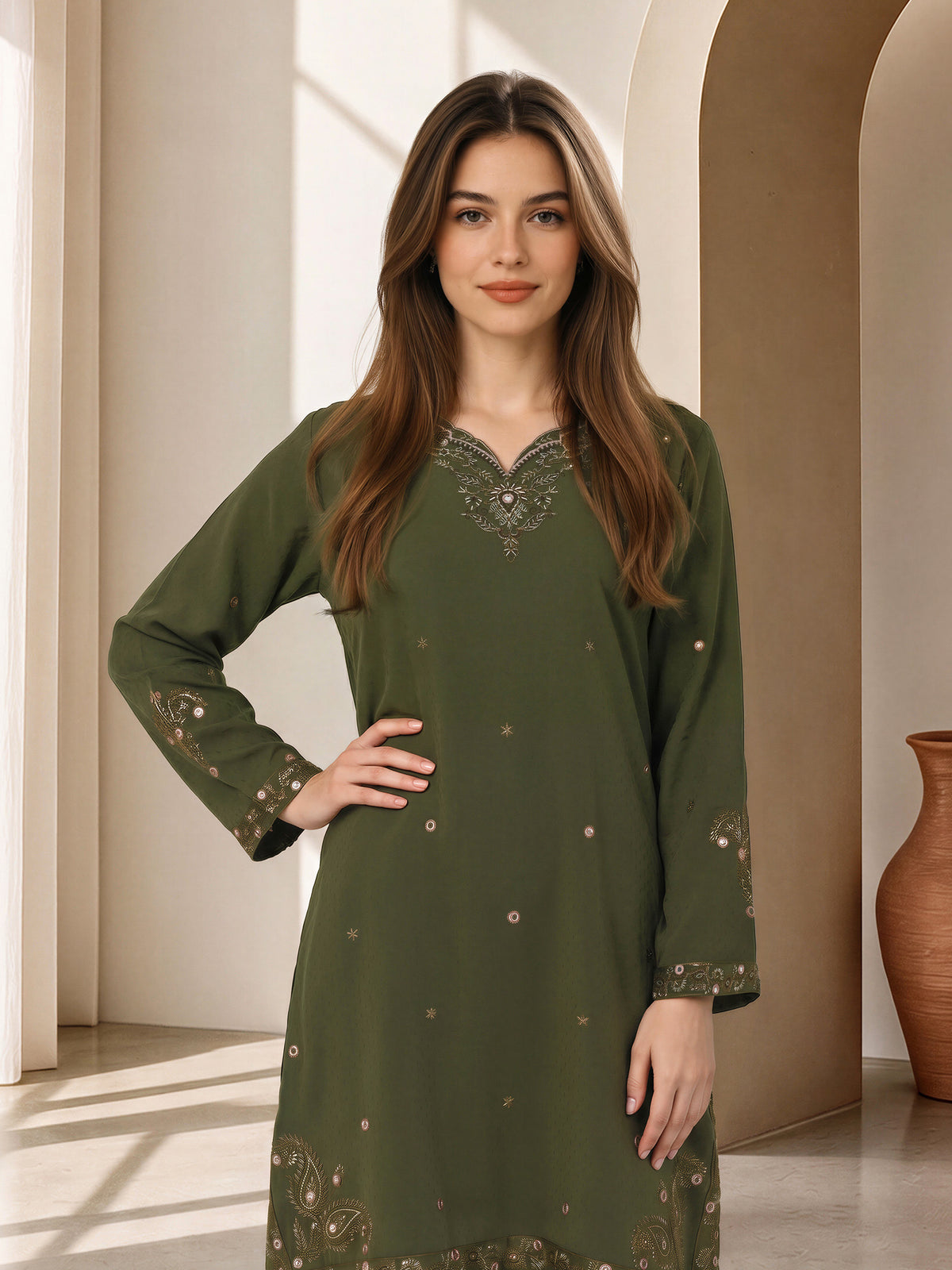 Grip Texture Co-ord Set- Embroidered