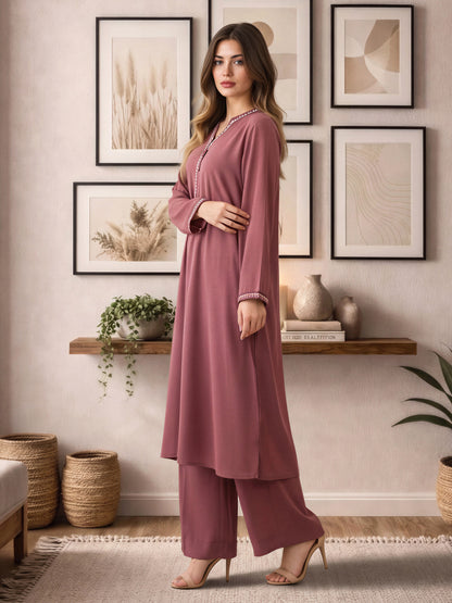 2 Piece Silk Suit- Embroidered (Pret)