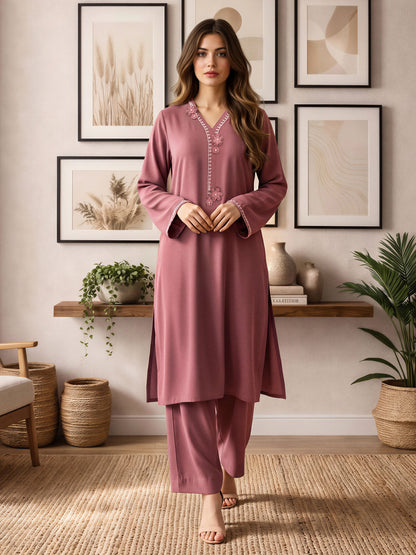 2 Piece Silk Suit- Embroidered (Pret)