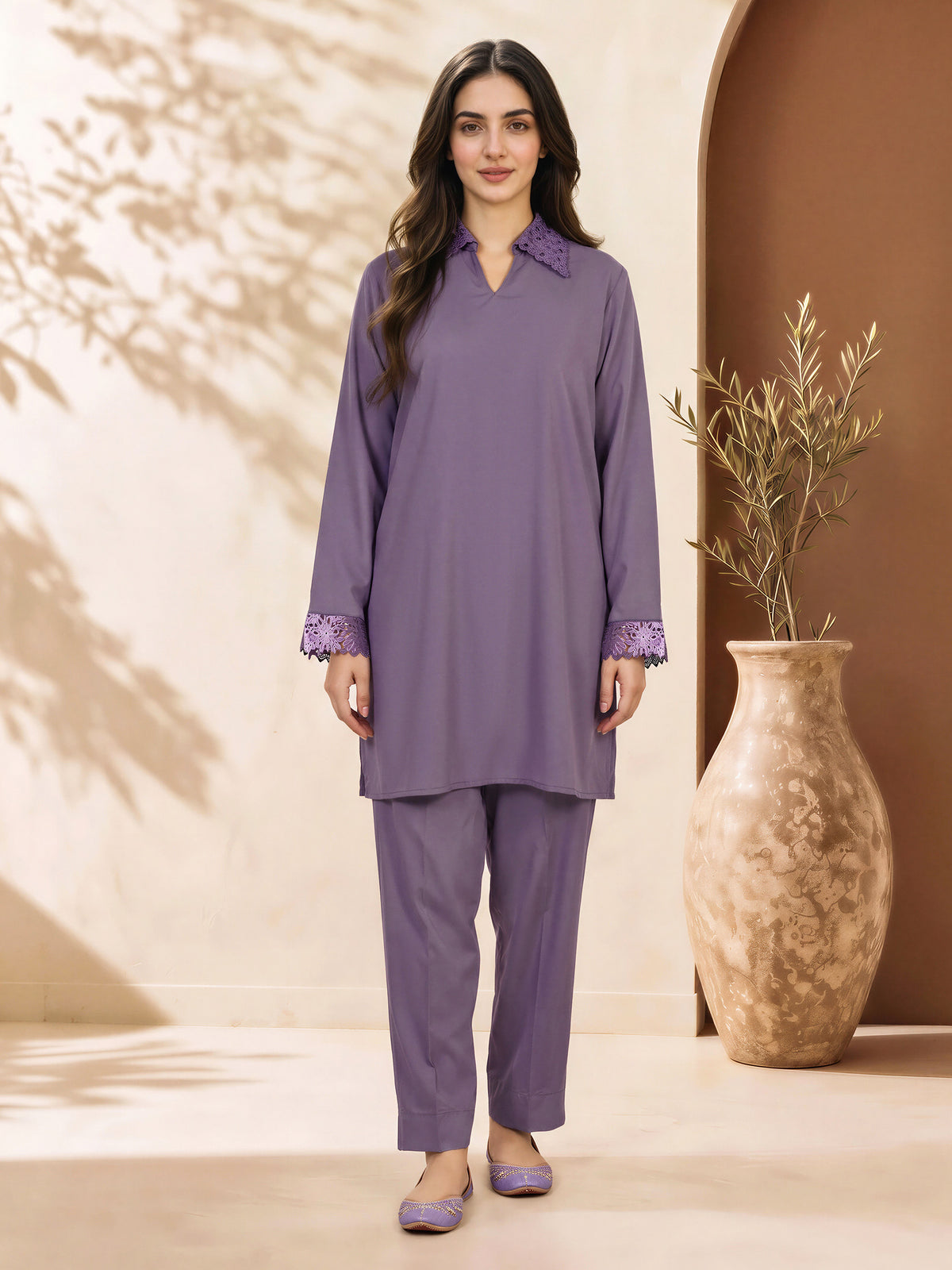 Silk Co-ord Set- Embroidered