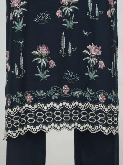 2 Piece Satin Suit- Embroidered (Pret)
