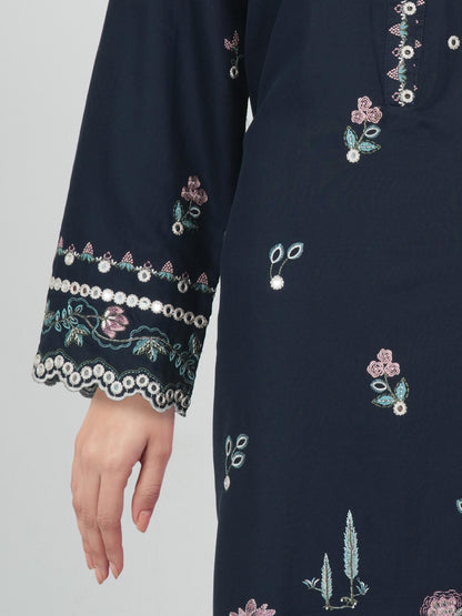 2 Piece Satin Suit- Embroidered (Pret)