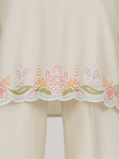 2 Piece Satin Suit- Embroidered (Pret)