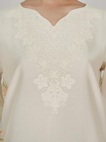 2 Piece Satin Suit- Embroidered (Pret)