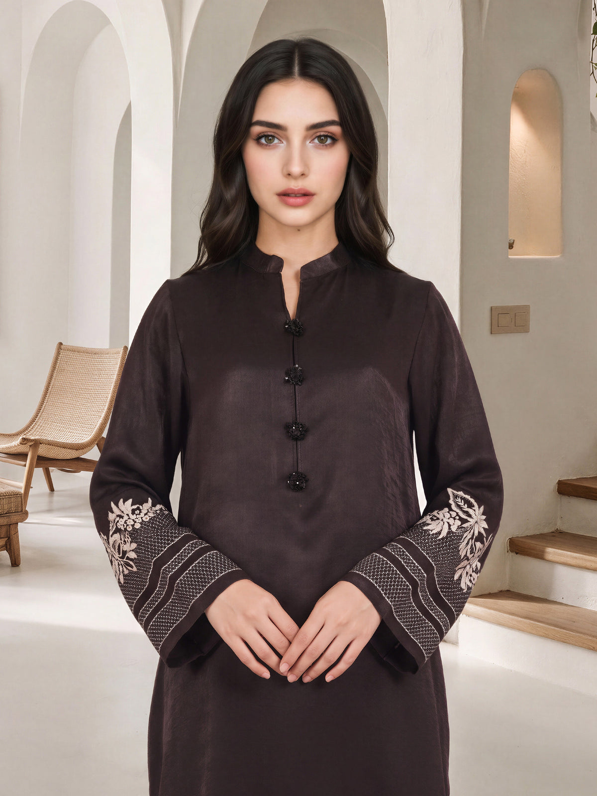 2 Piece Silk Suit- Embroidered (Pret)