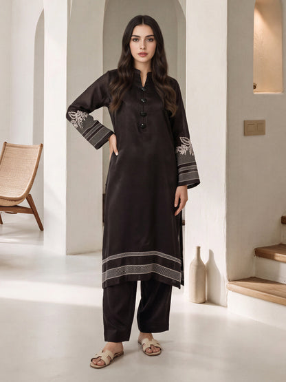 2 Piece Silk Suit- Embroidered (Pret)