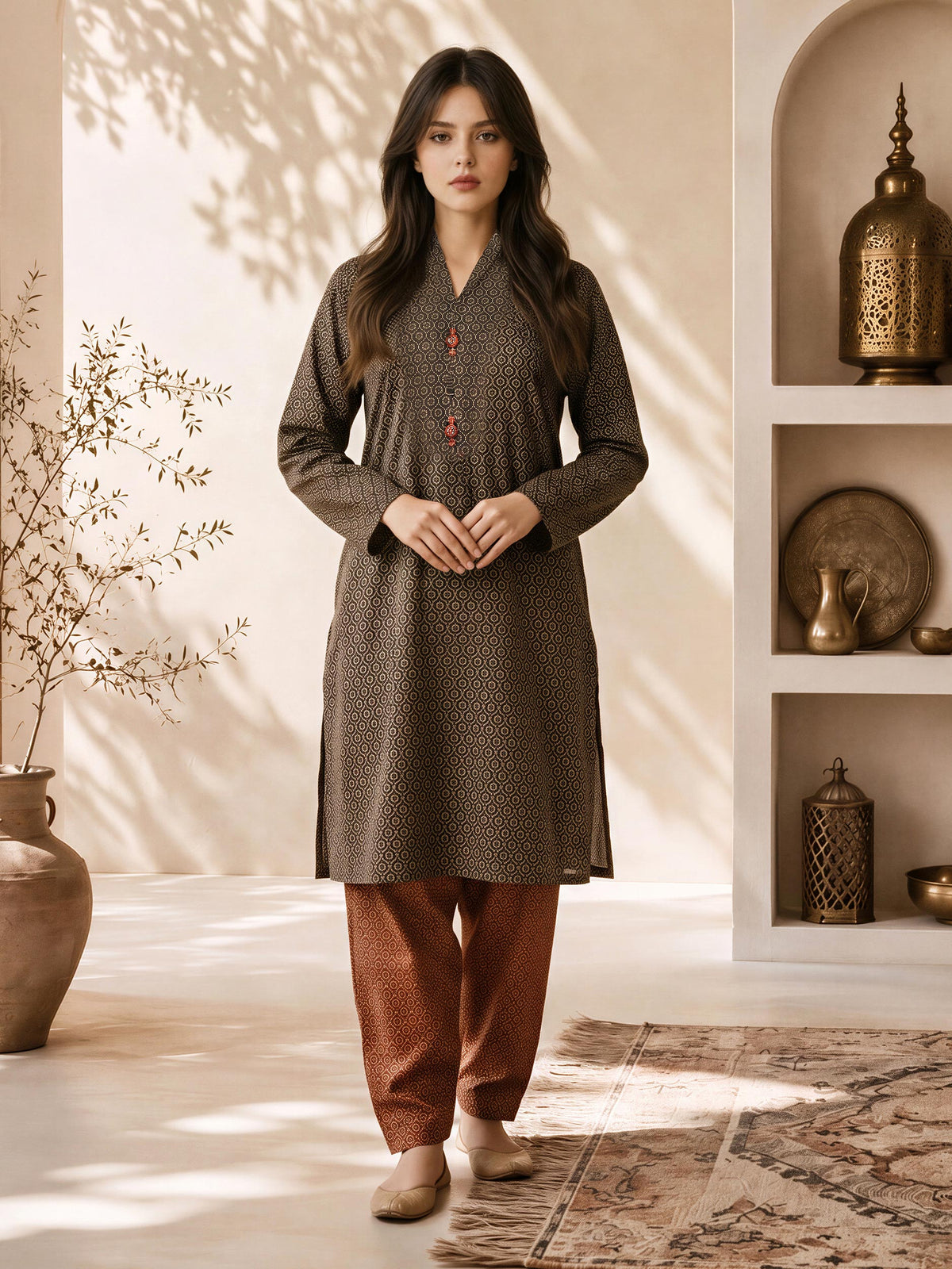 2 Piece Slub Khaddar Suit (Pret)