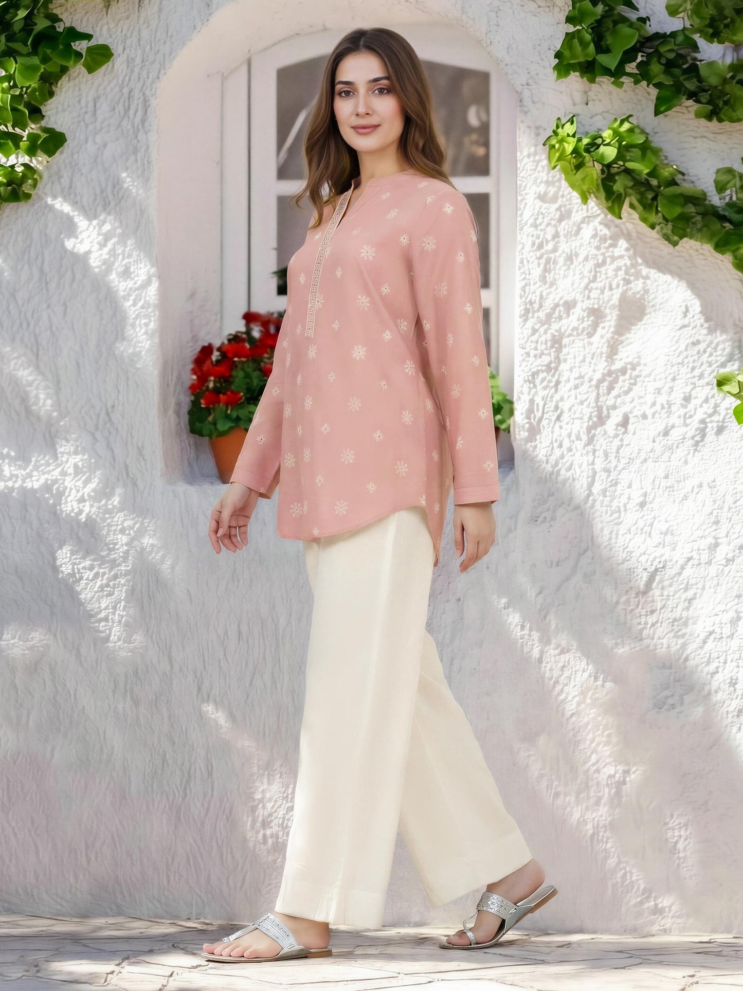 Yarn Dyed Kurti- Embroidered