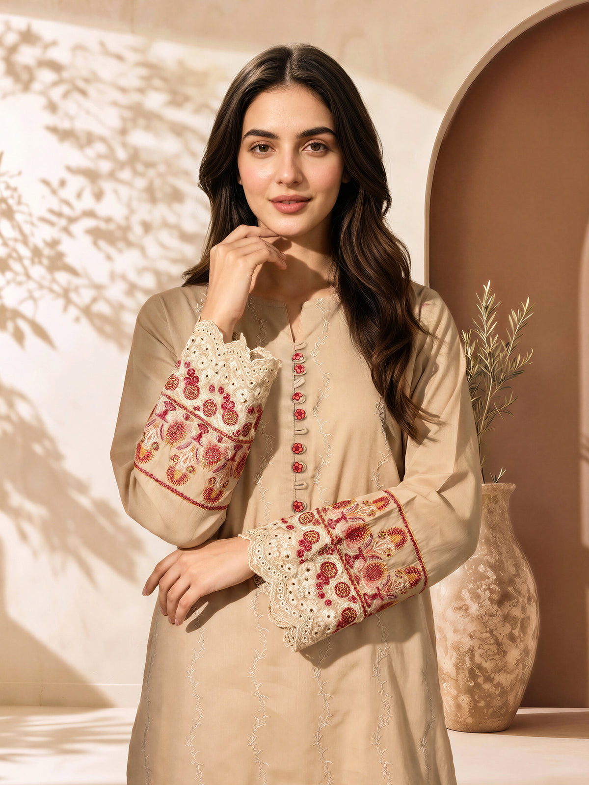 Satin Co-ord Set- Embroidered