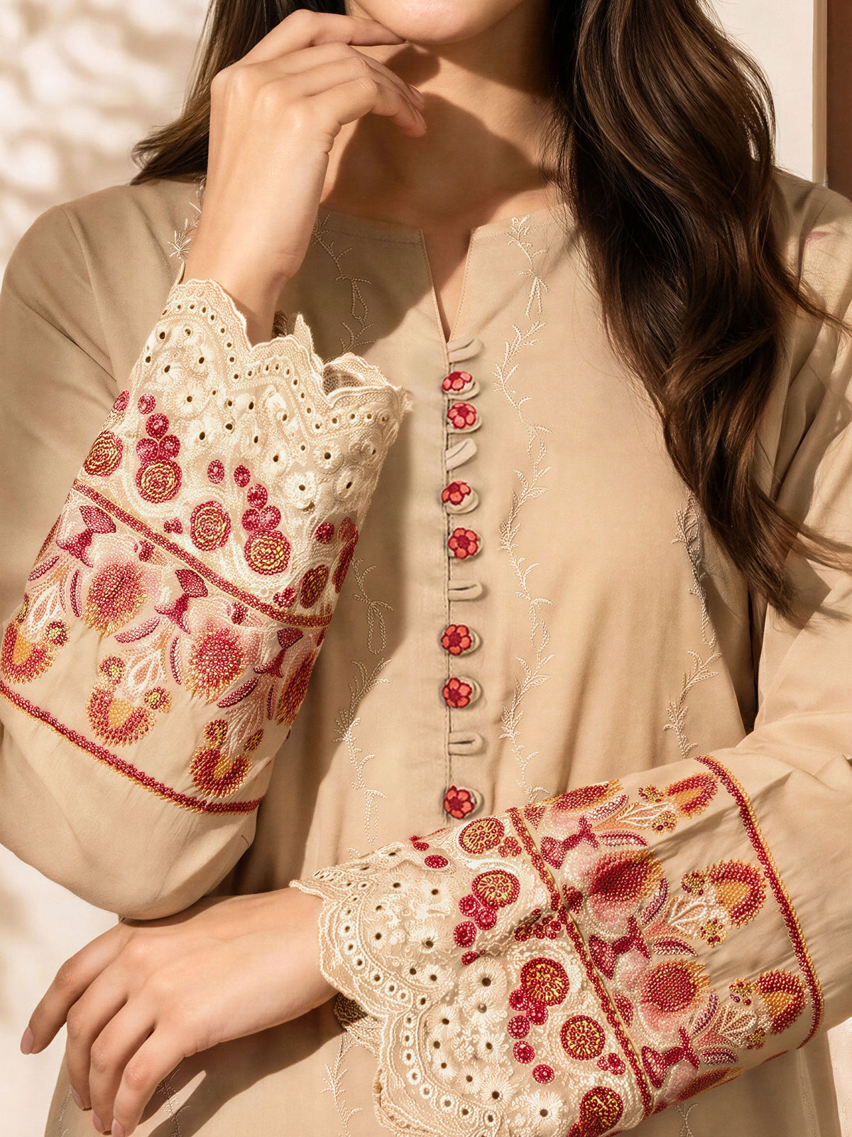 Satin Co-ord Set- Embroidered