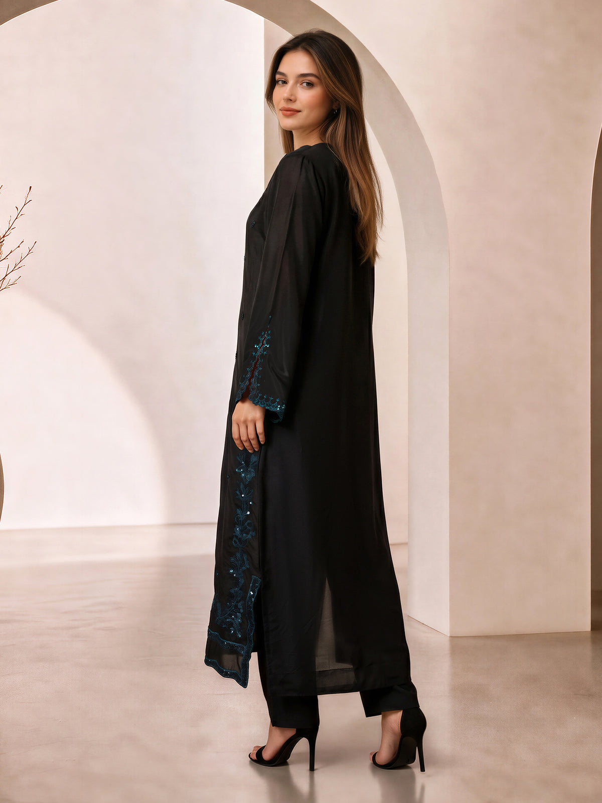2 Piece Silk Suit- Embroidered (Pret)