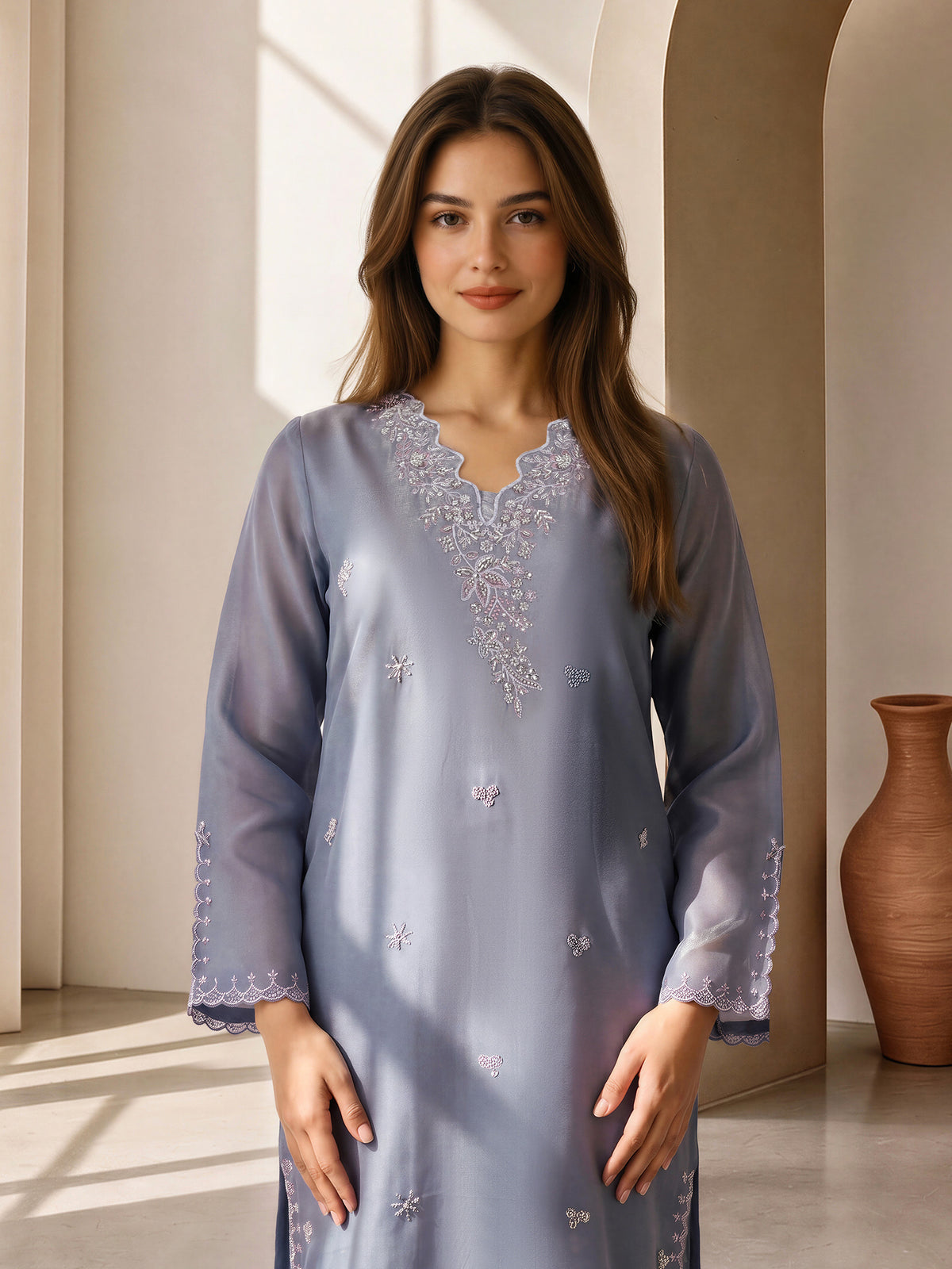 2 Piece Silk Suit- Embroidered (Pret)