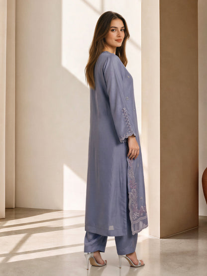 2 Piece Silk Suit- Embroidered (Pret)