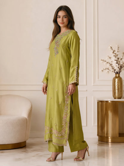 2 Piece Silk Suit- Embroidered (Pret)
