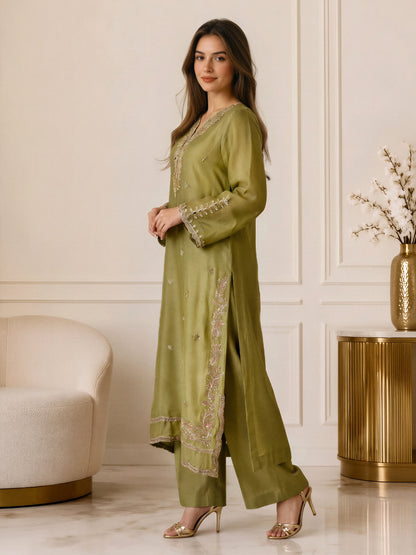 2 Piece Silk Suit- Embroidered (Pret)