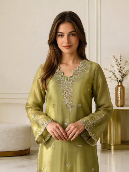 2 Piece Silk Suit- Embroidered (Pret)