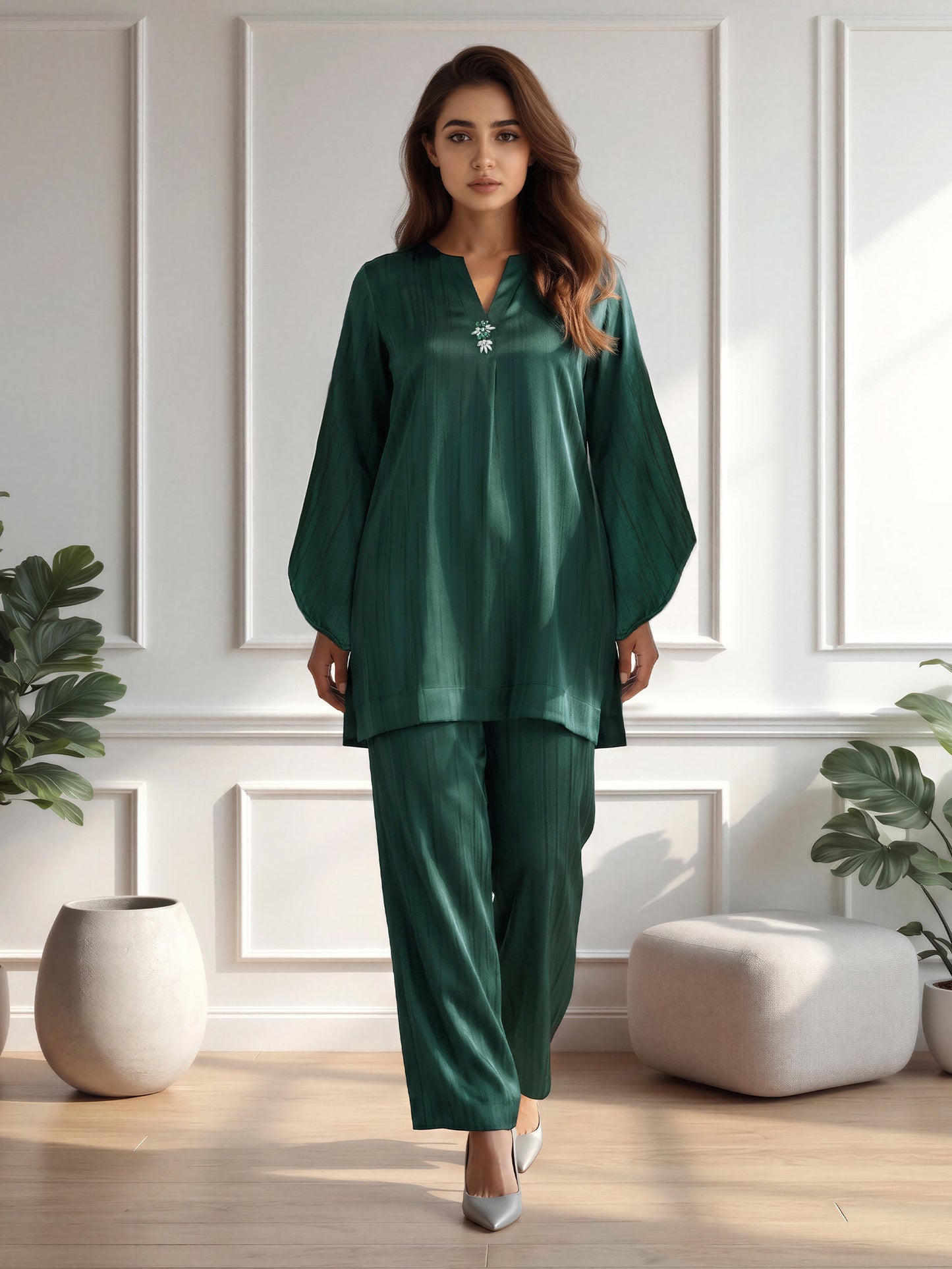 Silk Co-ord Set- Embellished