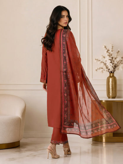 3 Piece Crepe Suit- Embroidered (Pret)