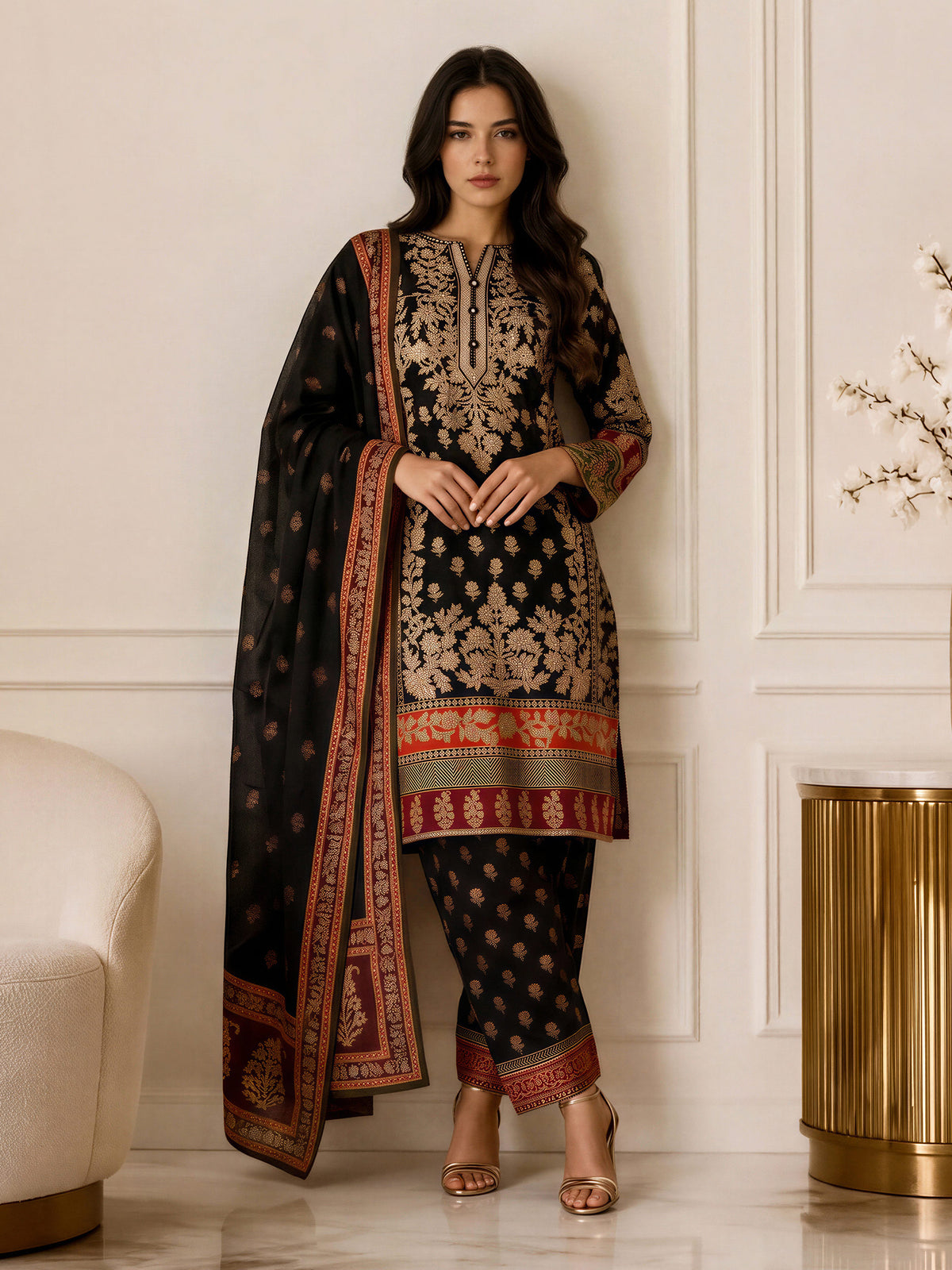 3 Piece Khaddar Suit (Pret)