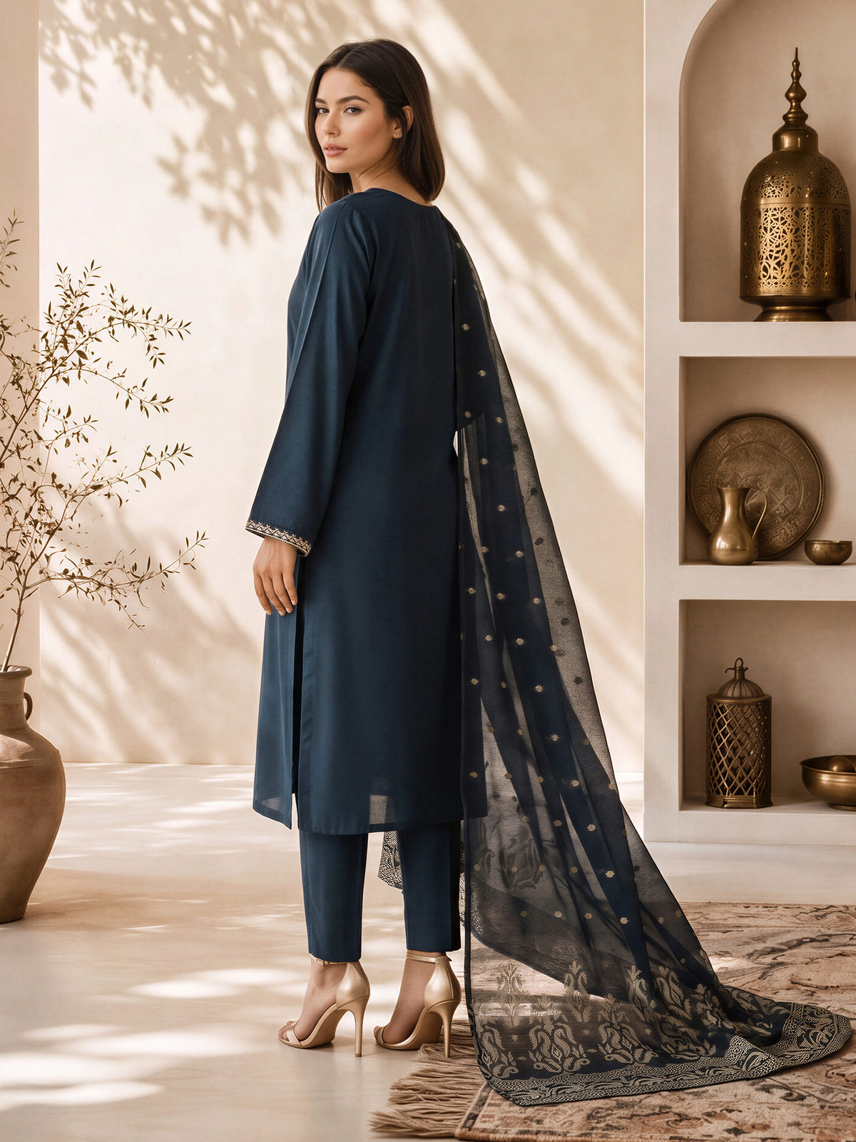 3 Piece Premium Silk Suit- Embroidered (Pret)