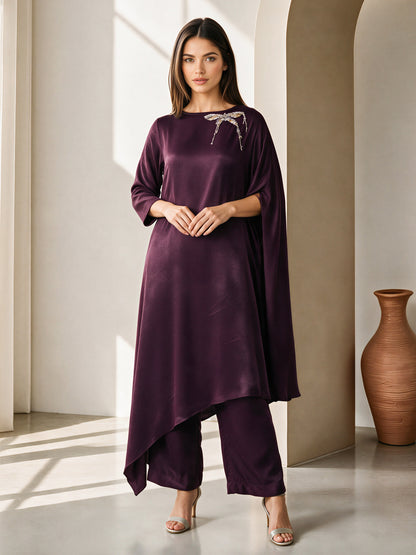 2 Piece Silk Drop Corner Suit- Embellished (Pret)