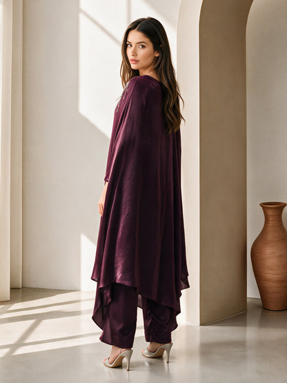 2 Piece Silk Drop Corner Suit- Embellished (Pret)