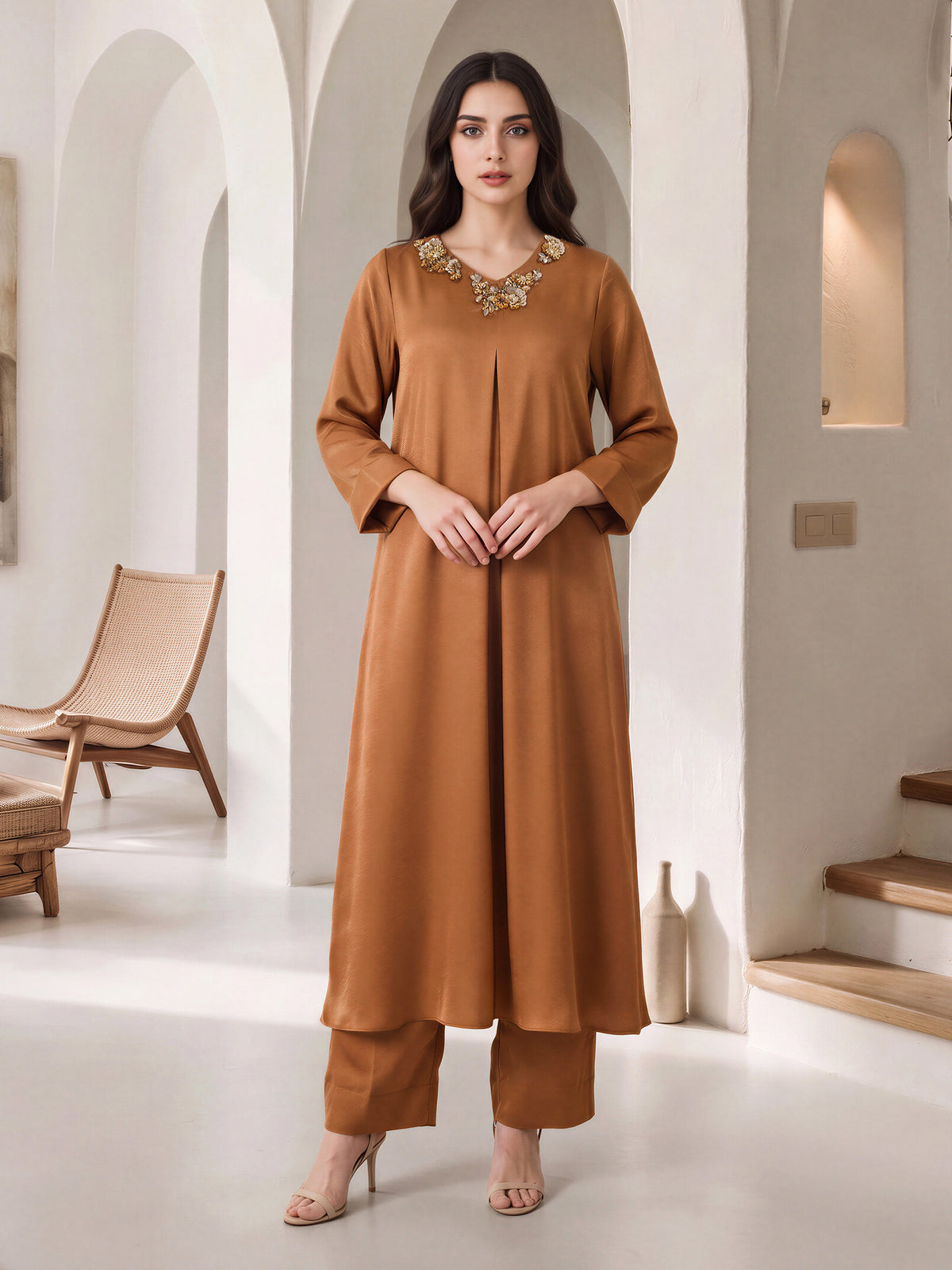2 Piece Silk Suit- Embellished (Pret)