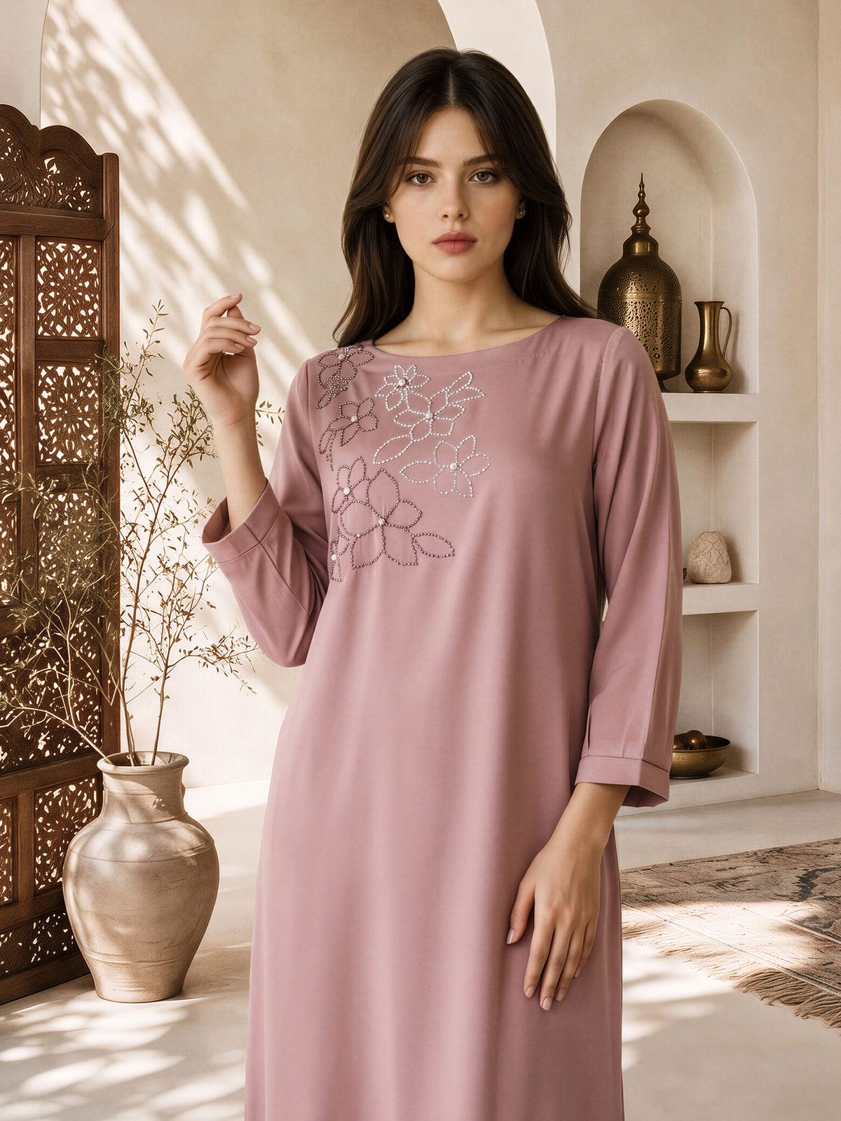 2 Piece Silk Suit- Embellished (Pret)