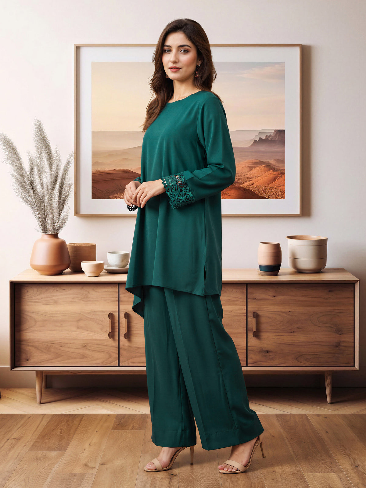 2 Piece Silk Suit- Embroidered (Pret)