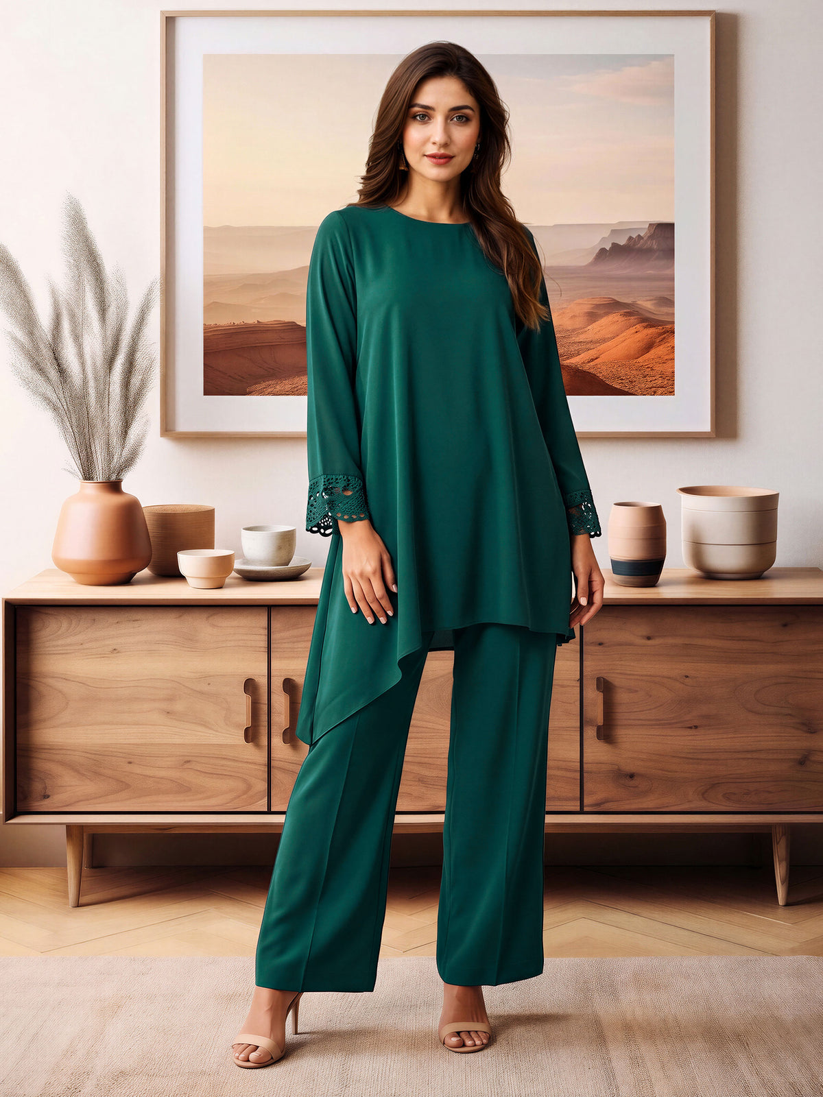 2 Piece Silk Suit- Embroidered (Pret)