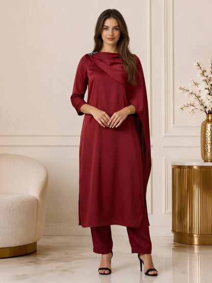 2 Piece Grip Drape Suit- Embroidered (Pret)