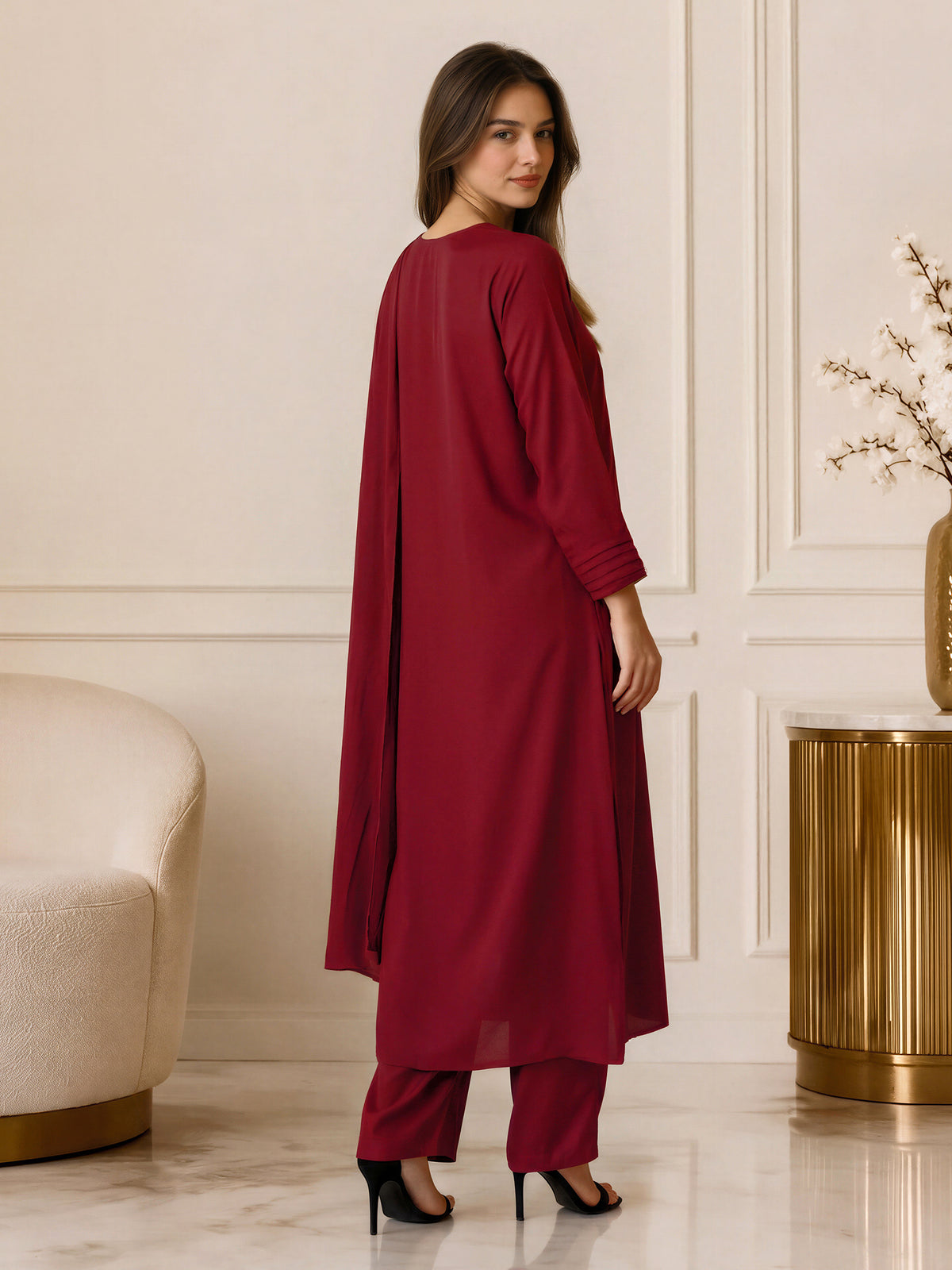 2 Piece Grip Drape Suit- Embroidered (Pret)