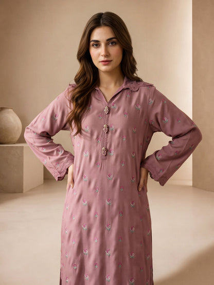 2 Piece Silk Suit- Embroidered (Pret)