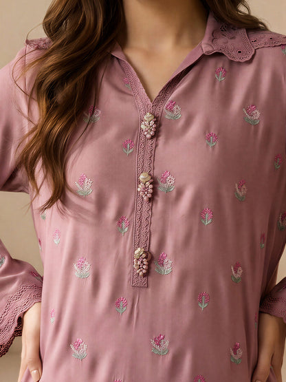 2 Piece Silk Suit- Embroidered (Pret)