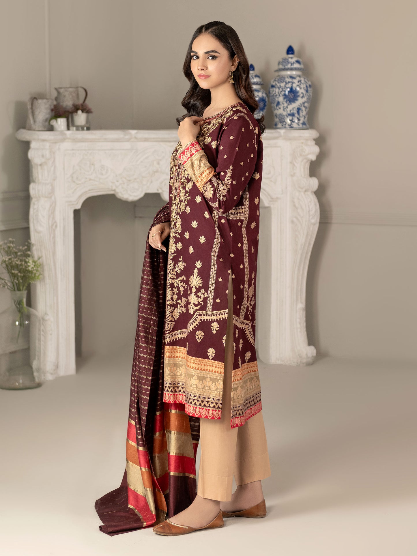 2 Piece Winter Cotton Suit-Embroidered(Unstitched)