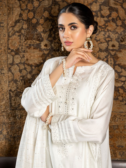 2 Piece Satin Suit-Embroidered (Unstitched)