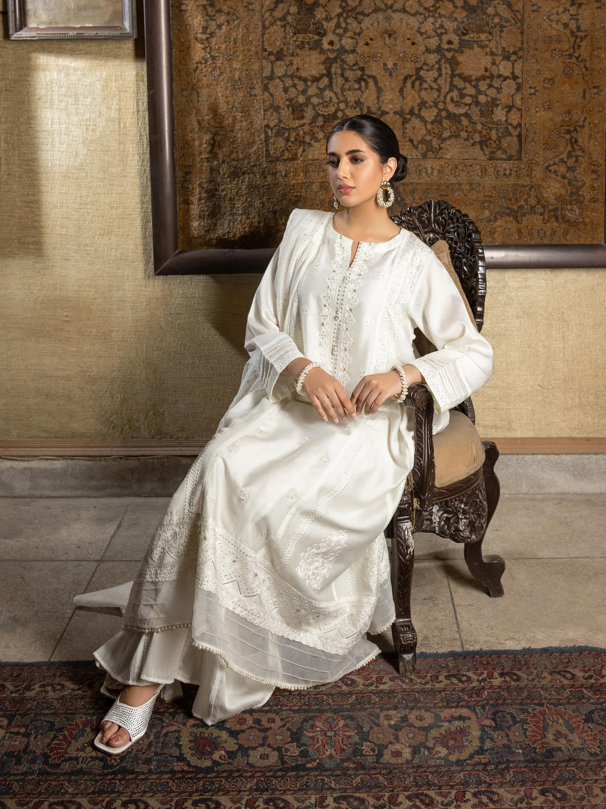 2 Piece Satin Suit-Embroidered (Unstitched)